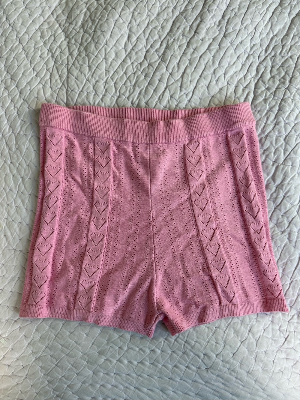 Victoria’s Secret Pink Pointelle Heart Knit Shorts M NWT